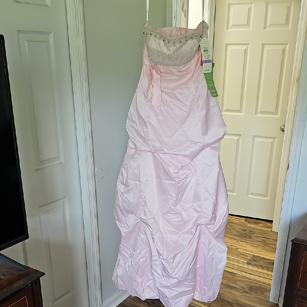 JCPenney Pink Strapless Dress with Silver Detailing
